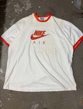 Vintage Nike Air Graphic Ringer T-Shirt White Orange Size XXL